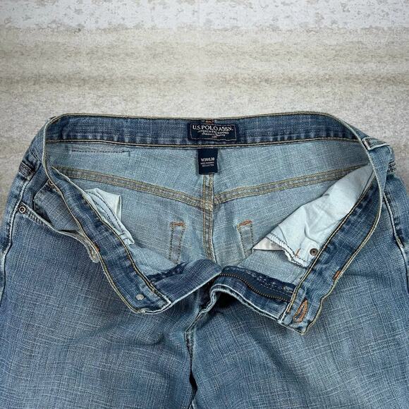 Vintage Y2K Polo Skater Jeans 34x28  Baggy Wide Leg Medium Wash Embroidered - Picture 4 of 7